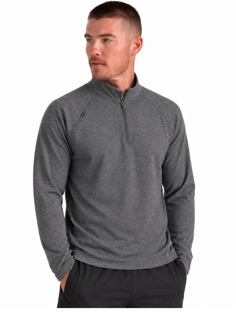 Rhone Atmosphere Quarter Zip Pullover Long Sleeve Charcoal Gray Large